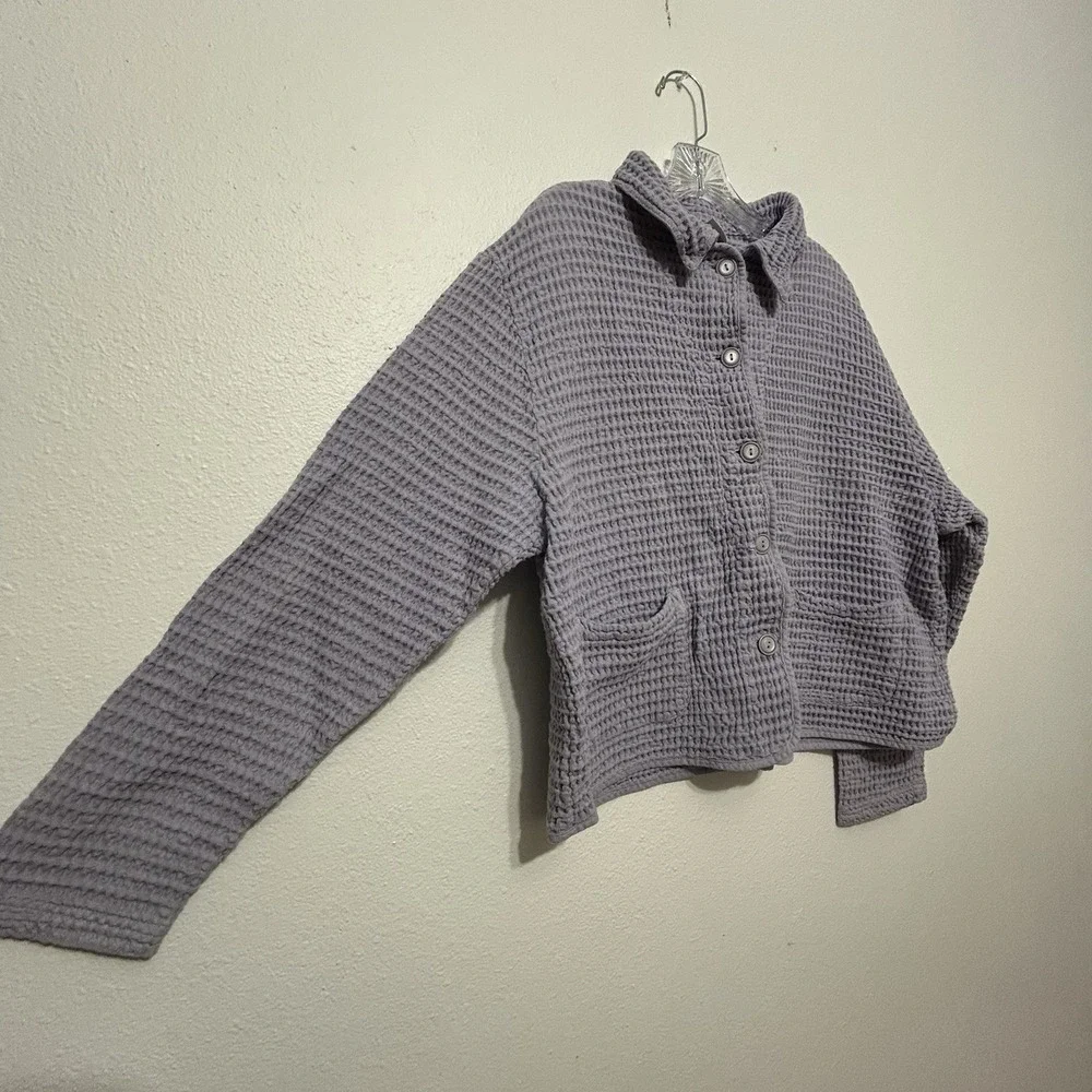 Seasons Sport Purple Button Up‎ Waffle Knit Union Made Canada Jacket Women's XL